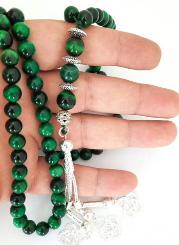 مسبحة خرز على شكل عين النمر أخضر
