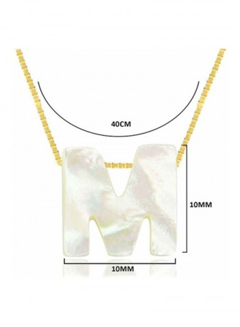 18 Karat Gold Mother Of Pearl Letter M Pendant Necklace