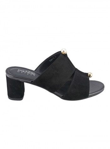 High Heel Wedge Sandals أسود
