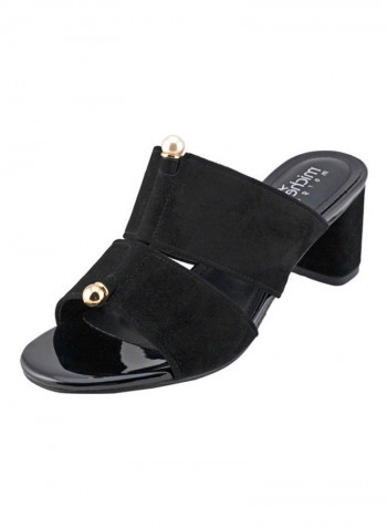 High Heel Wedge Sandals Black