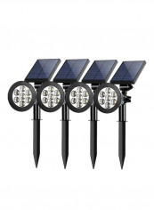 Pack of 4 Waterproof Outdoor Solar Spot Light Black/White
