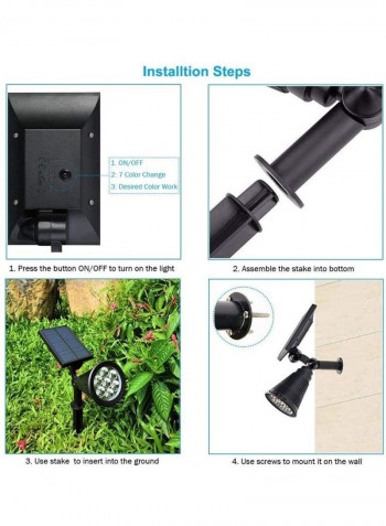Pack of 4 Waterproof Outdoor Solar Spot Light Black/White