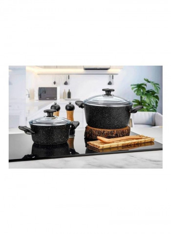 7-Piece Wilma Cooking Set Black Casserole 1x24cm Casserole 1x20cm Flat Casserole 1x26cm Maxi Fry Pan 1x26cmcm