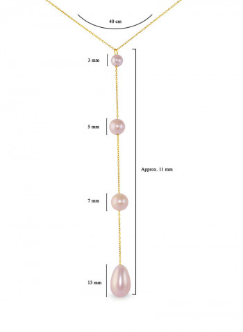 18 Karat Gold Gradual Built-in Drop Pearl Lariat Necklace