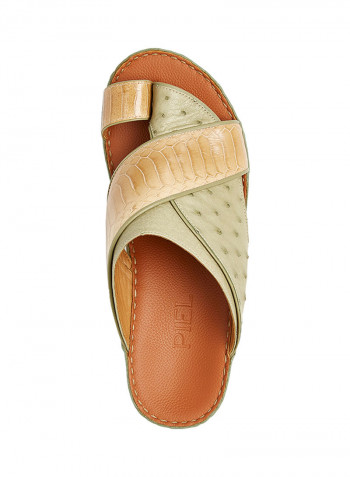Textured Arabic Sandal Green/Beige