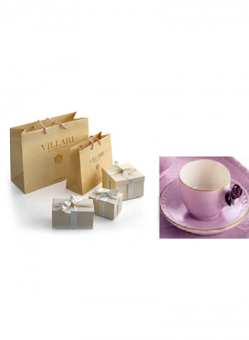 Coffee Cup With Rose And Saucer Lilac Plum 5X12cm
