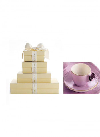 Coffee Cup With Rose And Saucer Lilac Plum 5X12cm