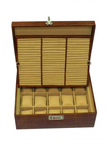 15-Grid Leather Watch Organizer Box
