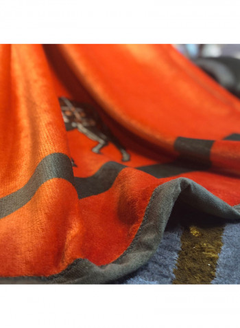 Carriage Pattern Comfy Throw Blanket Cotton Orange 150x200centimeter
