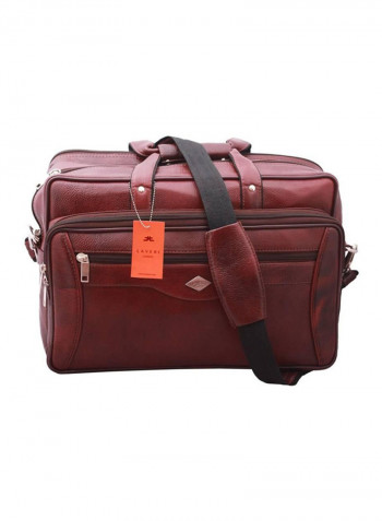 Leather Multipurpose Zipper Messenger Bag Brown