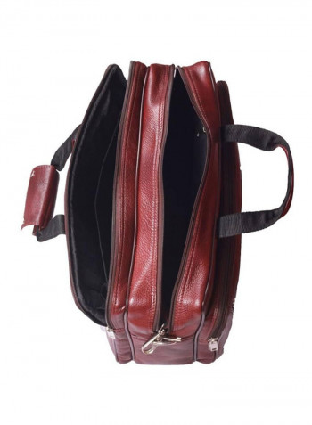 Leather Multipurpose Zipper Messenger Bag Brown