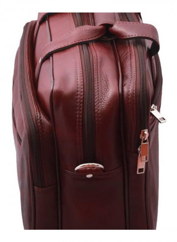 Leather Multipurpose Zipper Messenger Bag Brown