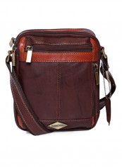 Leather Stitch Detailed Crossbody Bag Brown