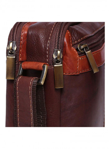 Leather Stitch Detailed Crossbody Bag Brown