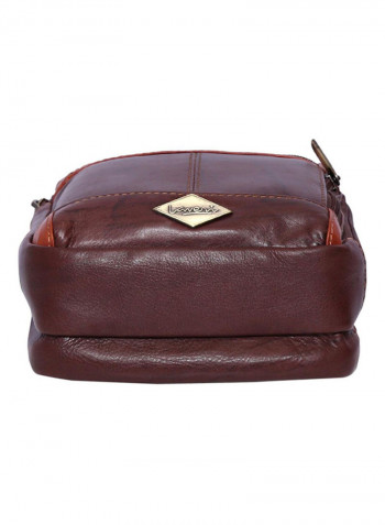 Leather Stitch Detailed Crossbody Bag Brown