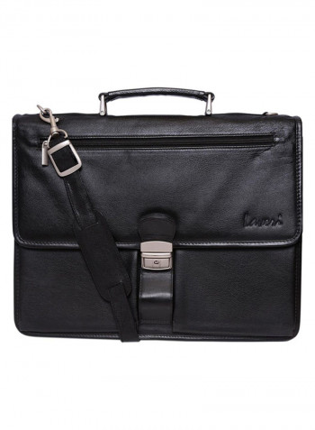 Leather Stitch Detailed Messenger Bag Black