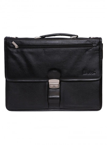 Leather Stitch Detailed Messenger Bag Black
