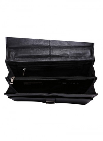 Leather Stitch Detailed Messenger Bag Black