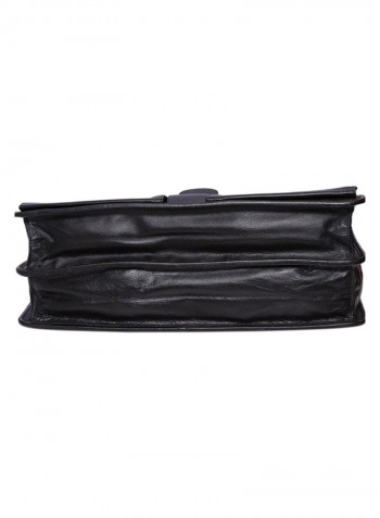 Leather Stitch Detailed Messenger Bag Black