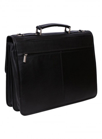 Leather Stitch Detailed Messenger Bag Black