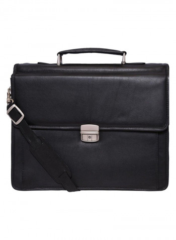 Leather Stitch Detailed Messenger Bag Black