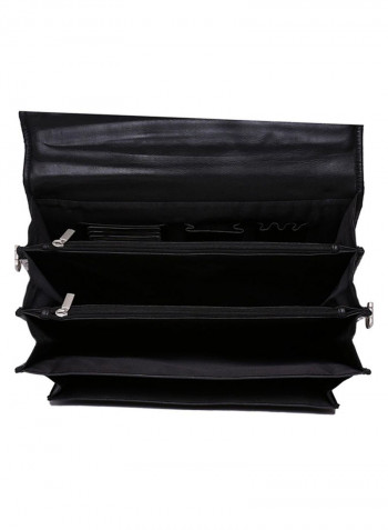 Leather Stitch Detailed Messenger Bag Black