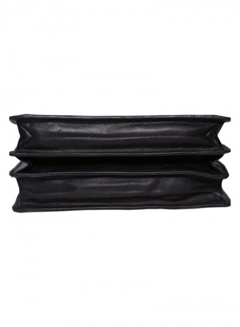 Leather Stitch Detailed Messenger Bag Black