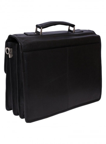 Leather Stitch Detailed Messenger Bag Black