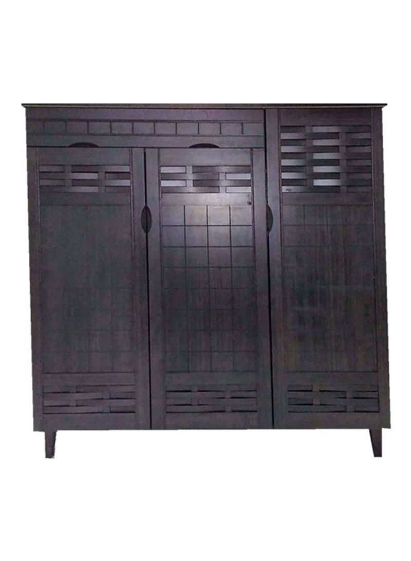 3-Door Shoe Cabinet With Drawer Dark Brown 120x112x36centimeter