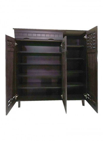 3-Door Shoe Cabinet With Drawer Dark Brown 120x112x36centimeter
