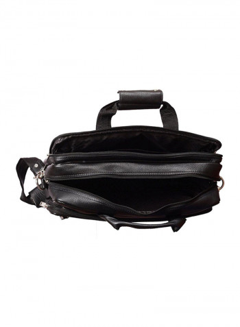 Leather Multipurpose Zipper Messenger Bag Black
