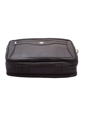 Leather Multipurpose Zipper Messenger Bag Black