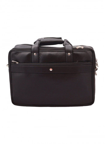 Leather Multipurpose Zipper Messenger Bag Black