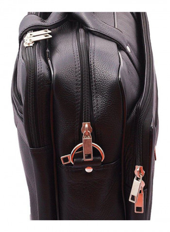 Leather Multipurpose Zipper Messenger Bag Black