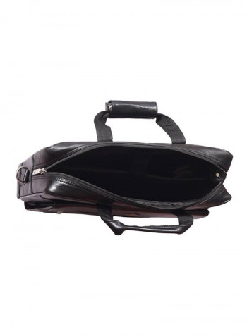 Leather Multipurpose Zipper Messenger Bag Black