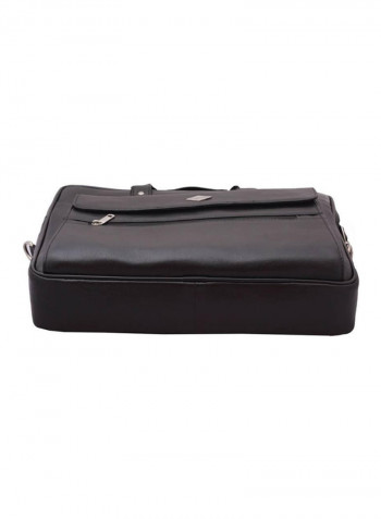 Leather Multipurpose Zipper Messenger Bag Black