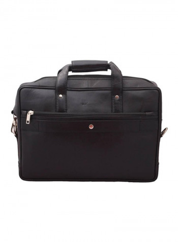 Leather Multipurpose Zipper Messenger Bag Black