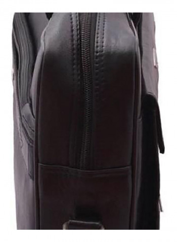 Leather Multipurpose Zipper Messenger Bag Black