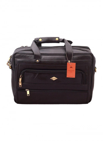 Leather Multipurpose Zipper Messenger Bag Black