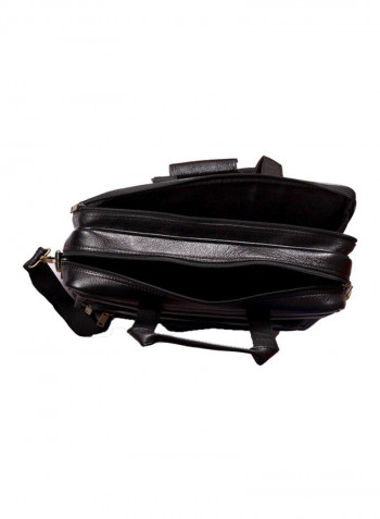 Leather Multipurpose Zipper Messenger Bag Black