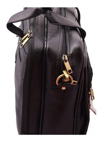 Leather Multipurpose Zipper Messenger Bag Black