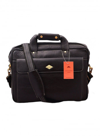 Leather Multipurpose Zipper Messenger Bag Black