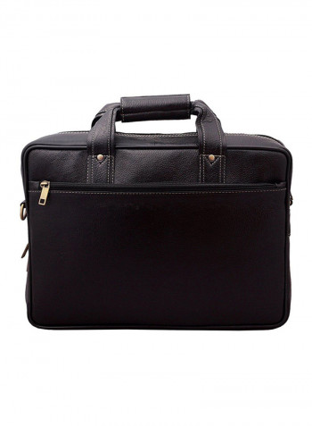 Leather Multipurpose Zipper Messenger Bag Black