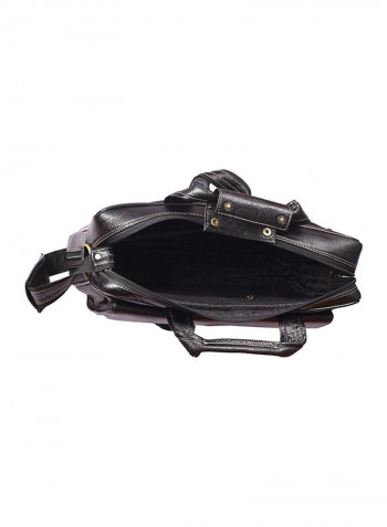 Leather Multipurpose Zipper Messenger Bag Black