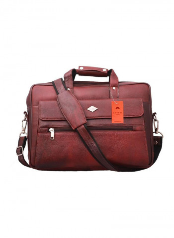 Leather Multipurpose Zipper Messenger Bag Brown