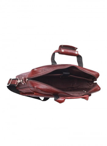 Leather Multipurpose Zipper Messenger Bag Brown