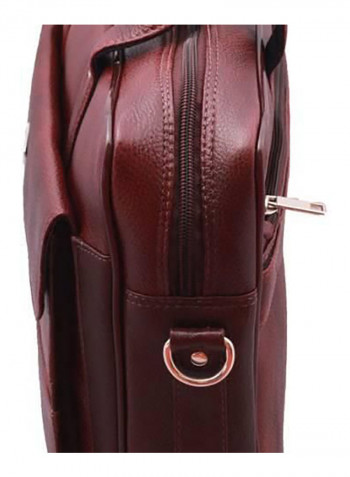 Leather Multipurpose Zipper Messenger Bag Brown