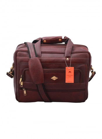 Leather Multipurpose Zipper Messenger Bag Brown