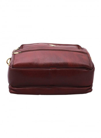 Leather Multipurpose Zipper Messenger Bag Brown