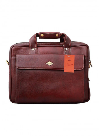 Leather Multipurpose Zipper Messenger Bag Brown